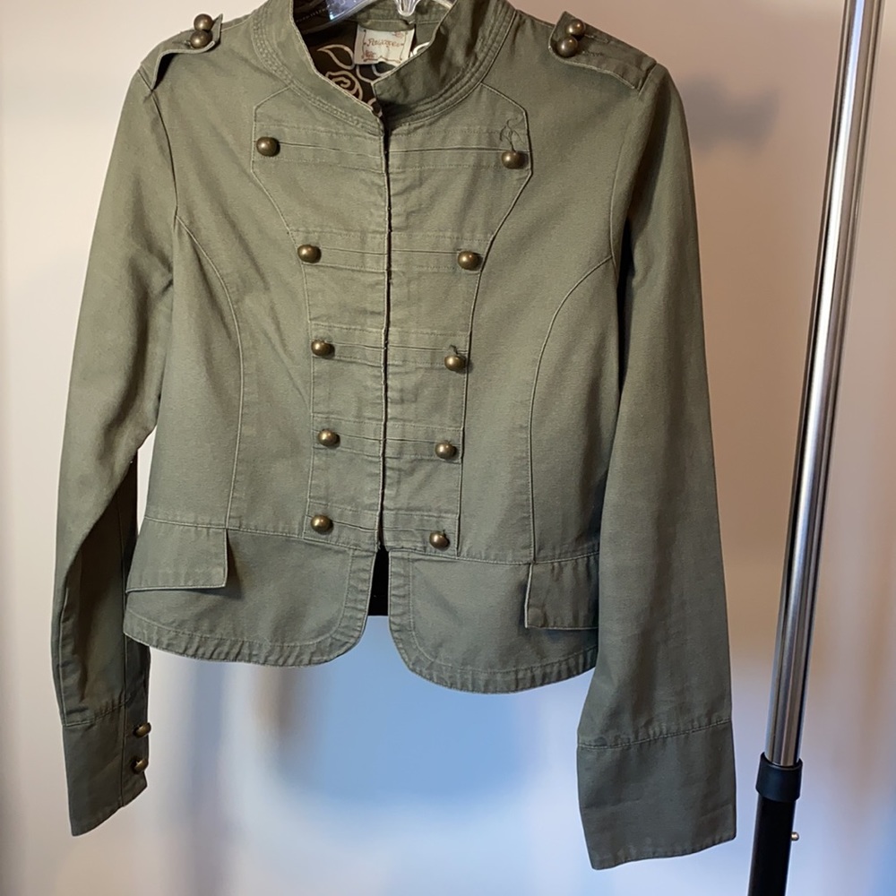 PERISCOPE 100% Cotton Button-trim Miltary Style Jacket Olive Green Juniors XL - Picture 2 of 14